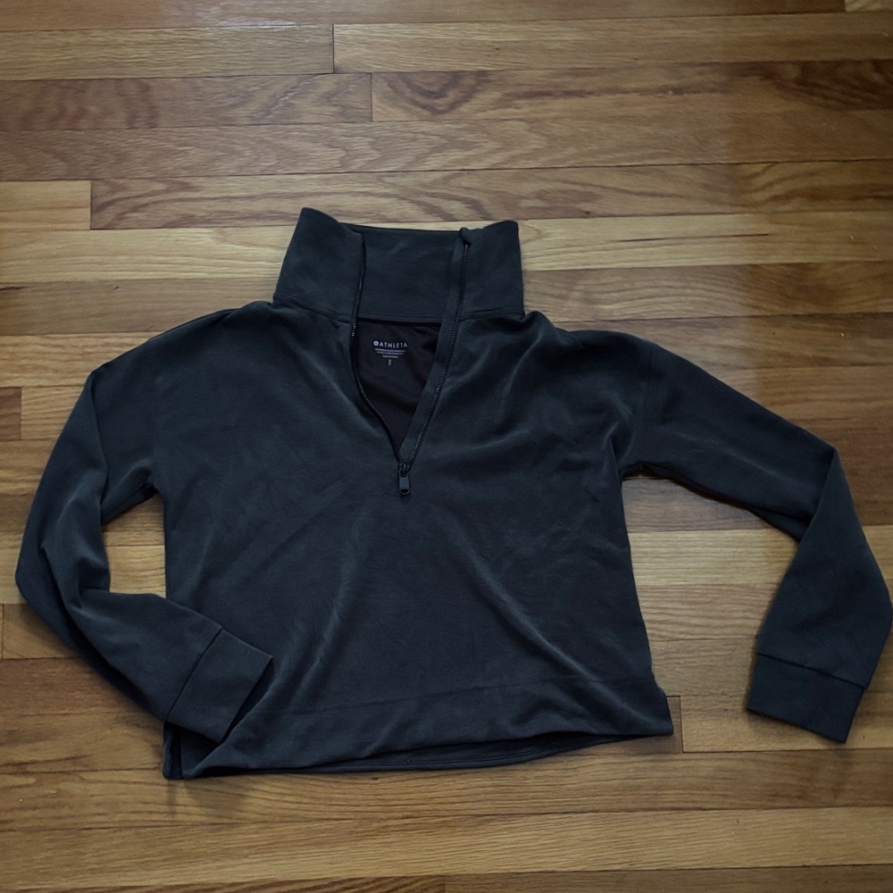 Athleta Brown Cowl Neck Half Zip